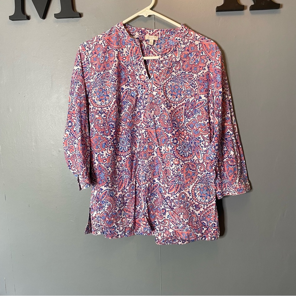 Talbots 100% cotton Paisley Print Women's Top size small